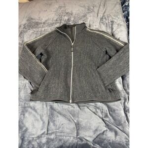 Woolrich Mens Gray Herringbone Zip Up Fleece Jacket Est 1830 Size M